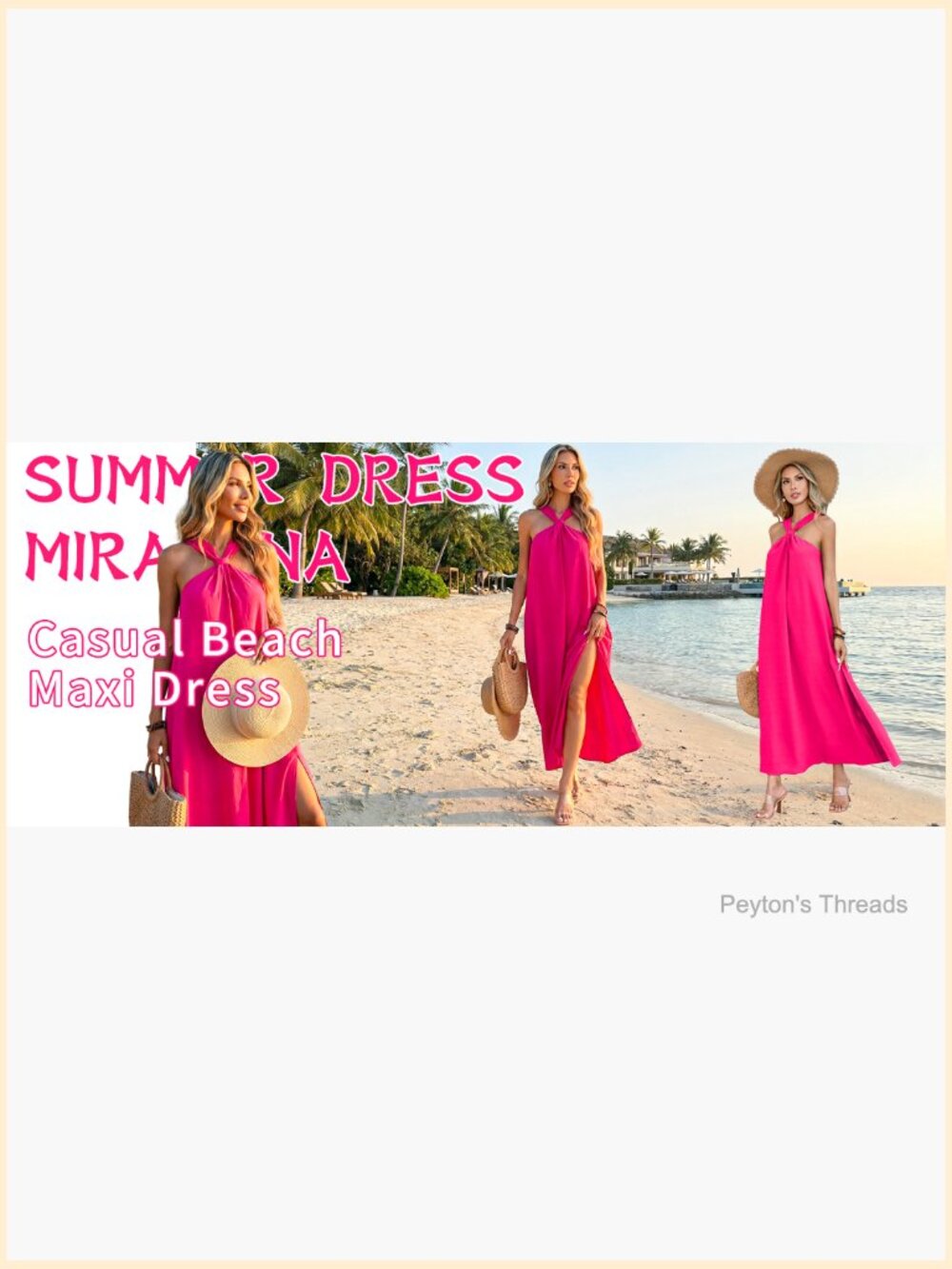 Sleeveless Halter Maxi Dress Casual Loose Flowy Side Slit Summer Vacation Beach - Picture 7 of 7